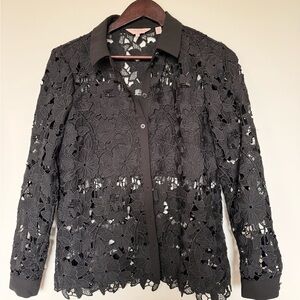Ted Baker Black Crochet Lace Blouse